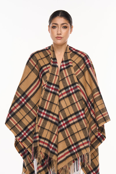 Luxury Cape/Poncho EC Check Exclusive Iconic Design - Camel Style 4