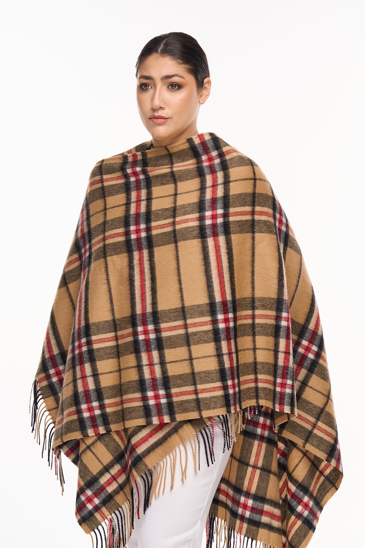 Luxury Cape/Poncho EC Check Exclusive Iconic Design - Camel Style 4