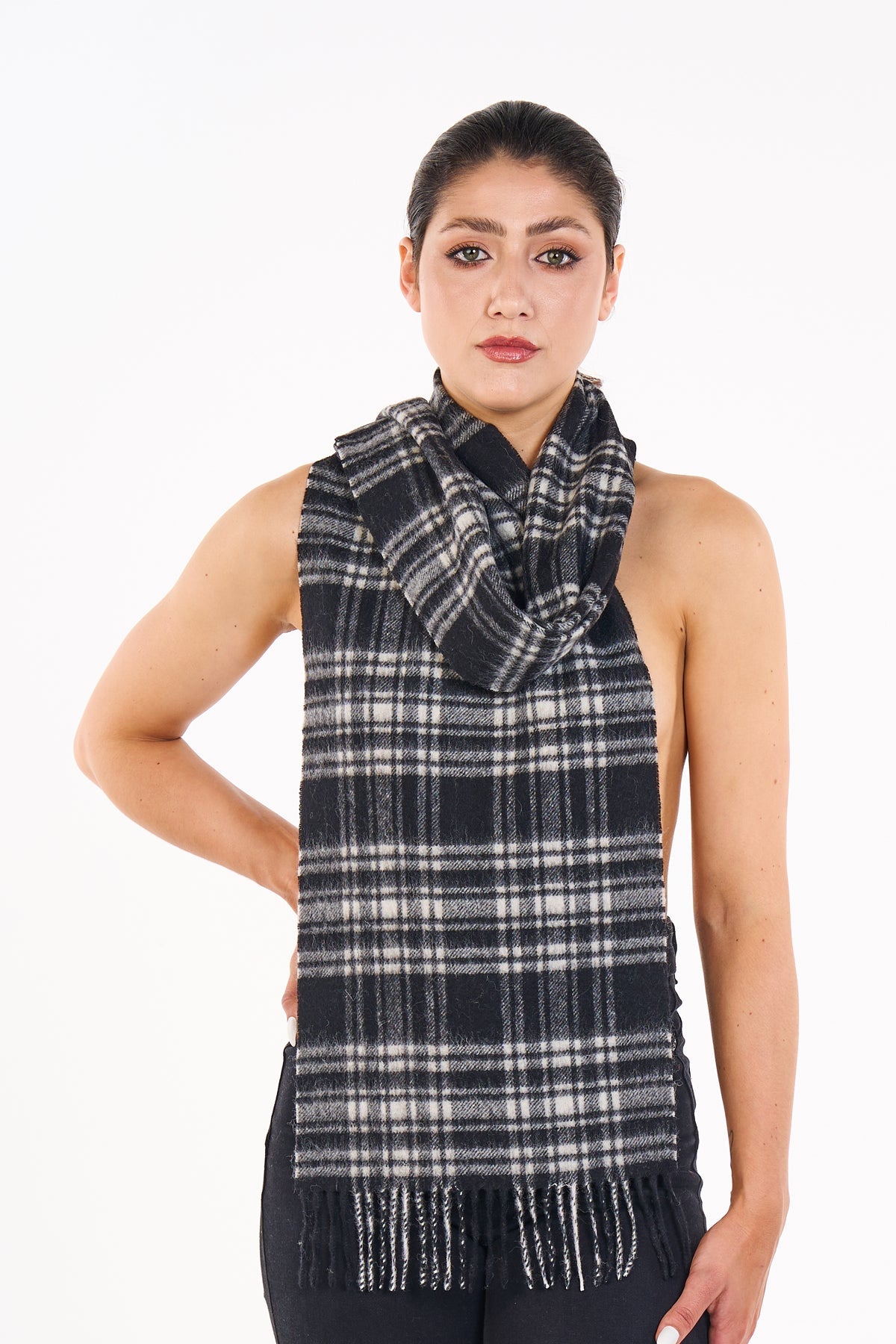 Cashmere Scarves Menzies Black and White Clan