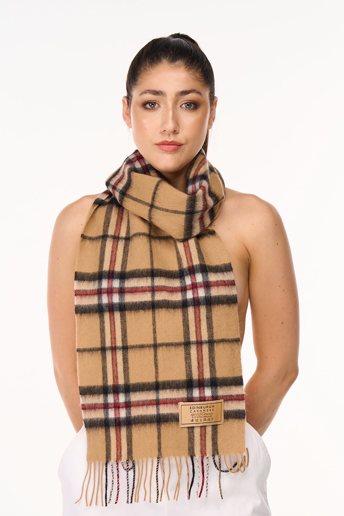 Cashmere Scarf Thomson Camel Tartan