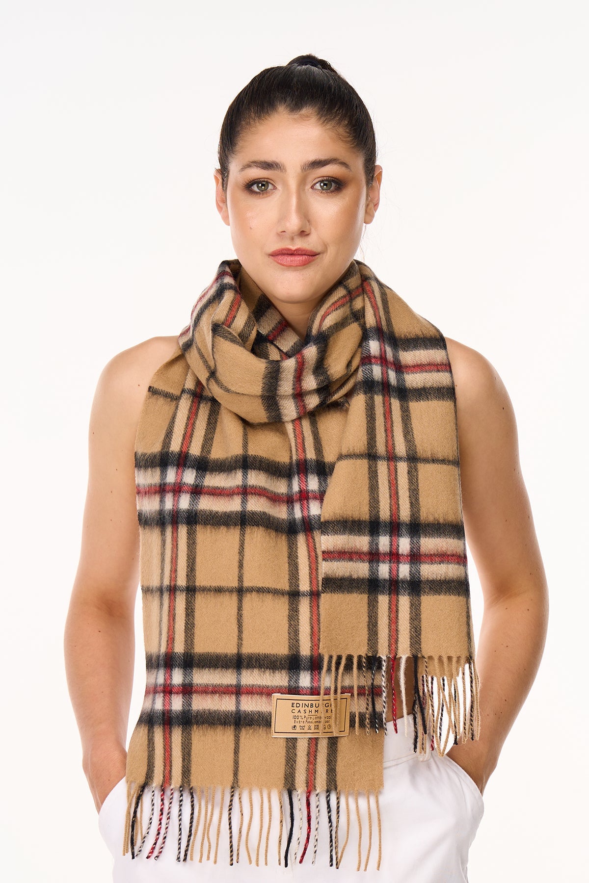 Cashmere Scarf Thomson Camel Tartan