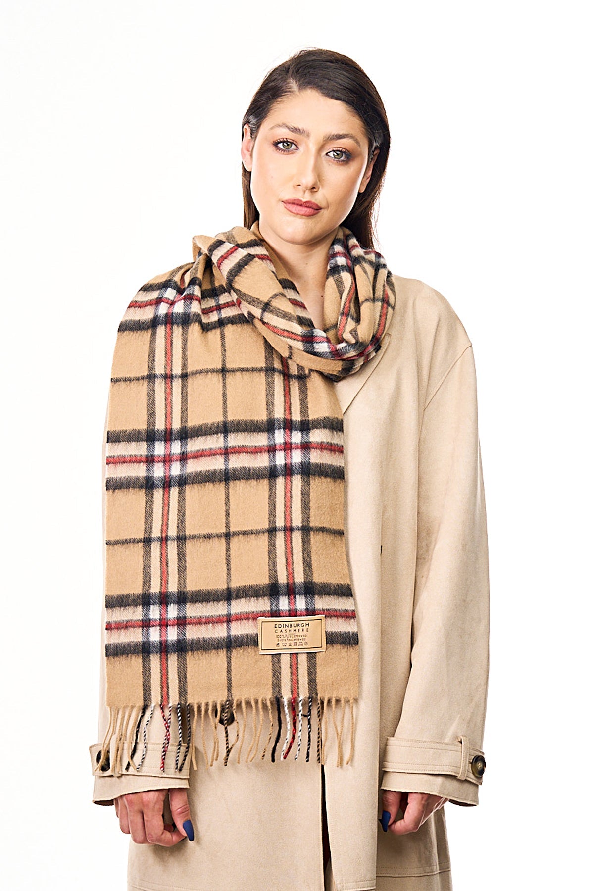 Cashmere Scarf Thomson Camel Tartan