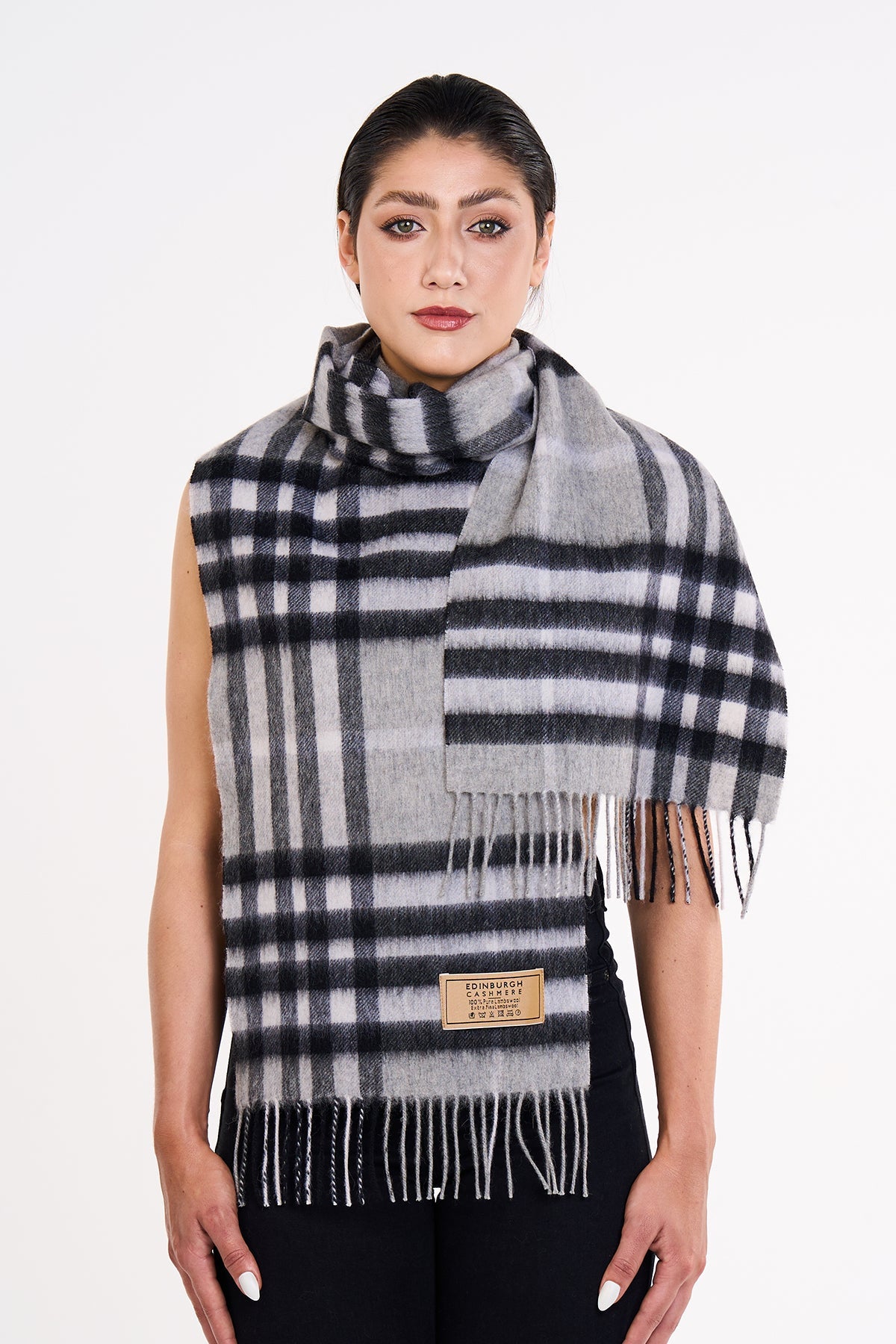 Cashmere Designer Scarf Iconic DC Classic - Grey