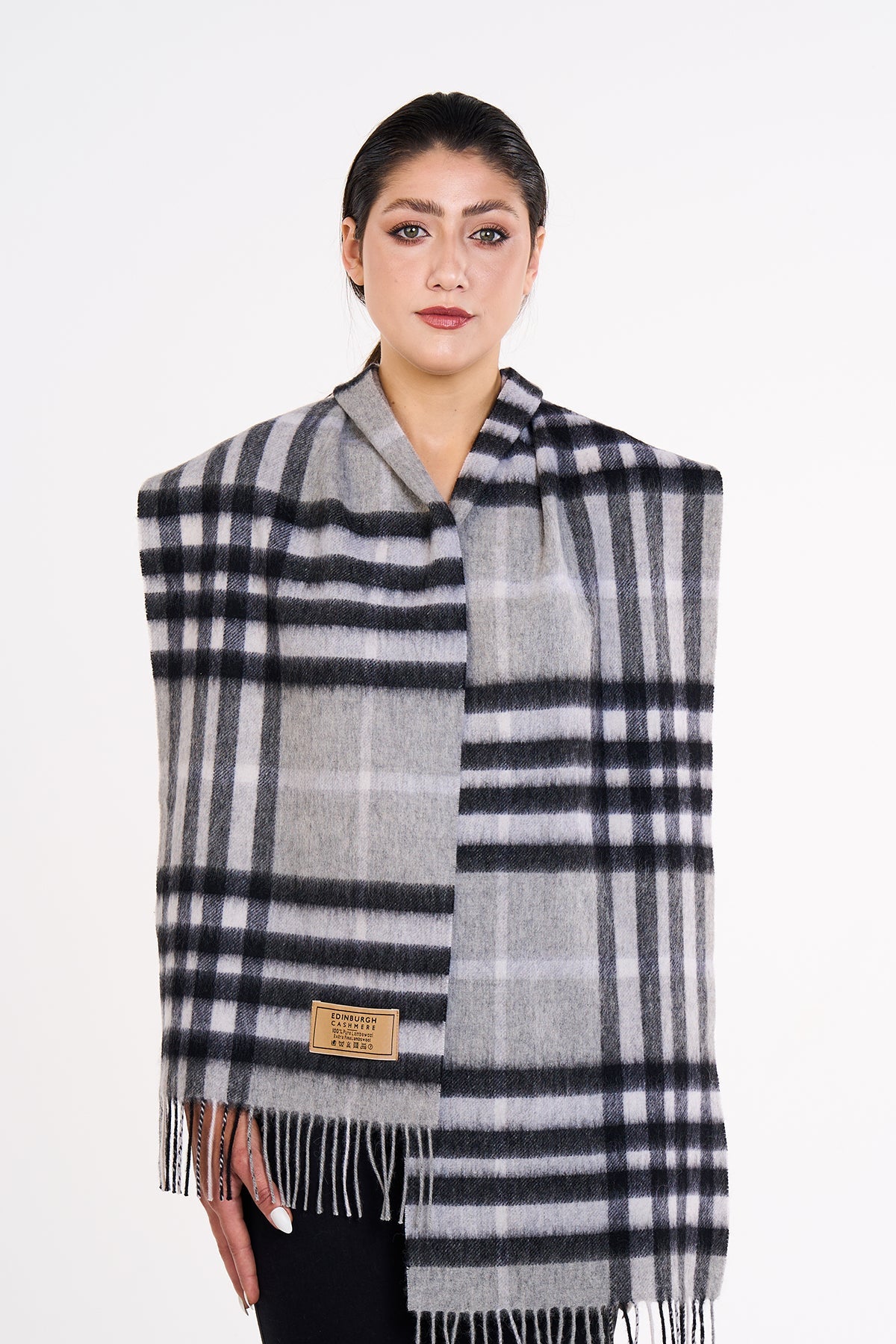 Cashmere Designer Scarf Iconic DC Classic - Grey