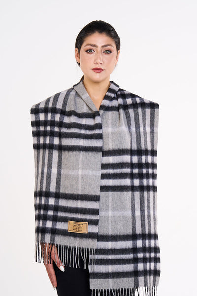 Cashmere Designer Scarf Iconic DC Classic - Grey