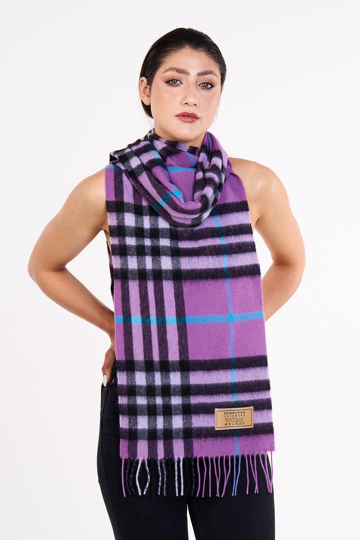 Cashmere Designer Scarf Iconic DC Classic - Lilac