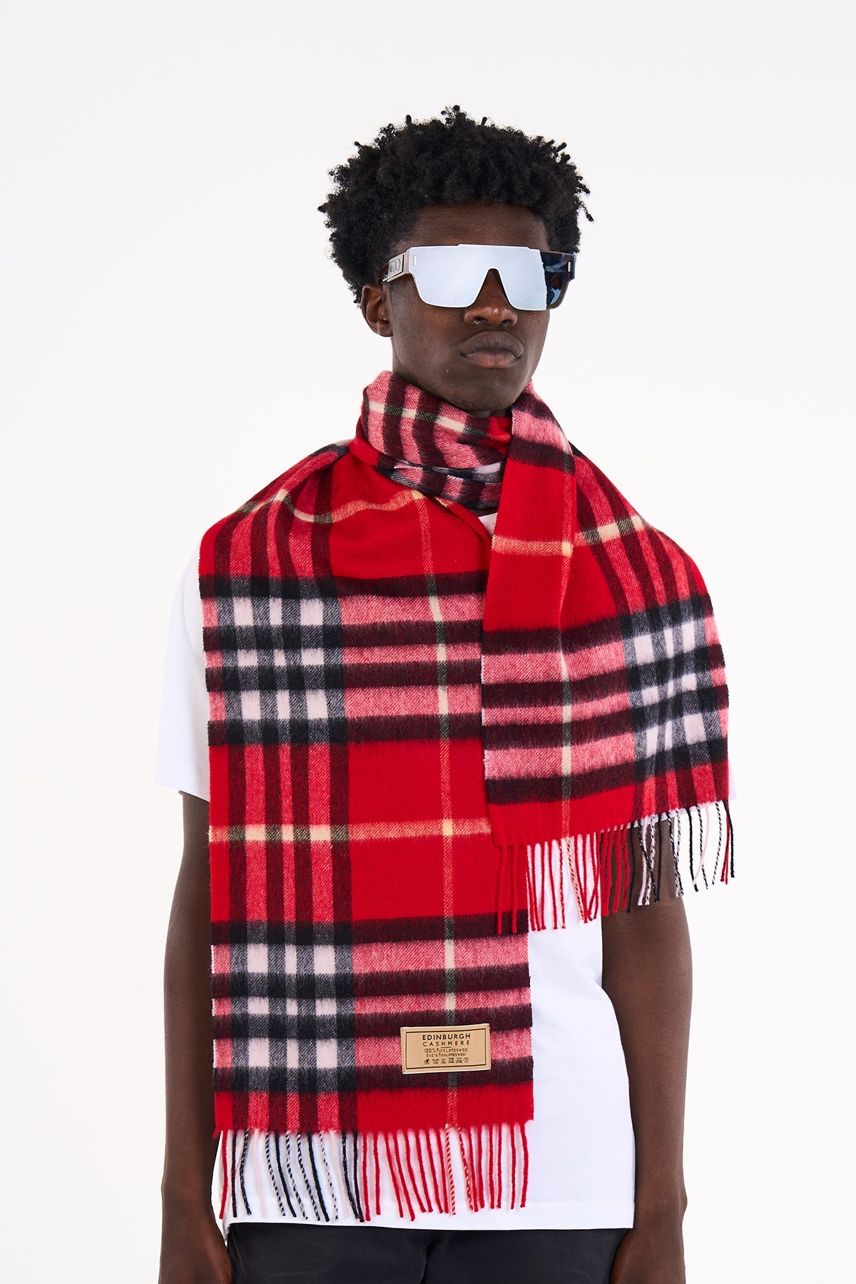 Cashmere Designer Scarf Iconic DC Classic - Red