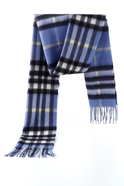 Cashmere Designer Scarf Iconic DC Classic - Blue