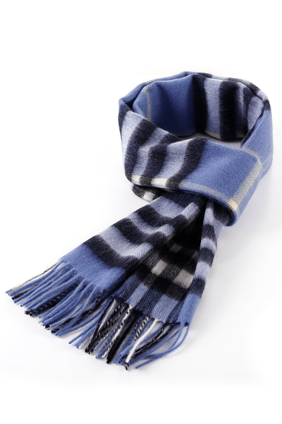 Cashmere Designer Scarf Iconic DC Classic - Blue