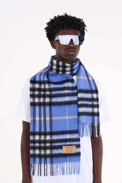 Cashmere Designer Scarf Iconic DC Classic - Blue