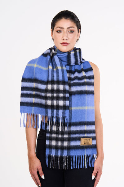 Cashmere Designer Scarf Iconic DC Classic - Blue