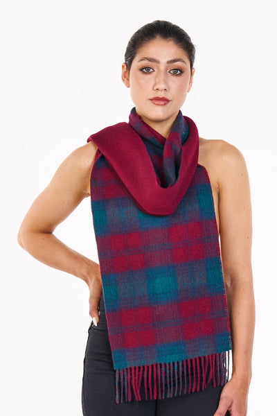 Reversible Scarf Lindsay Burgundy 100% Pure Lambswool