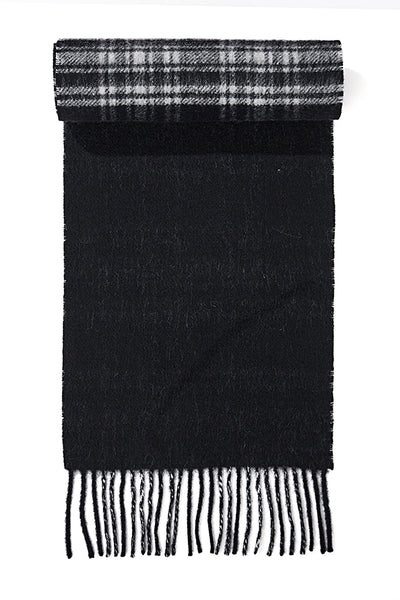 Reversible Scarf Menzies Black 100% Pure Lambswool