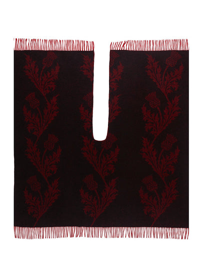 Cape Single Thistle Red Poncho 100% Pure Lambswool