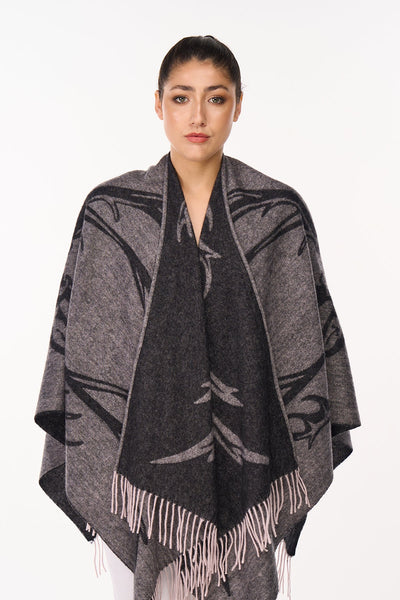 Cape Stag Grey Poncho 100% Pure Lambswool