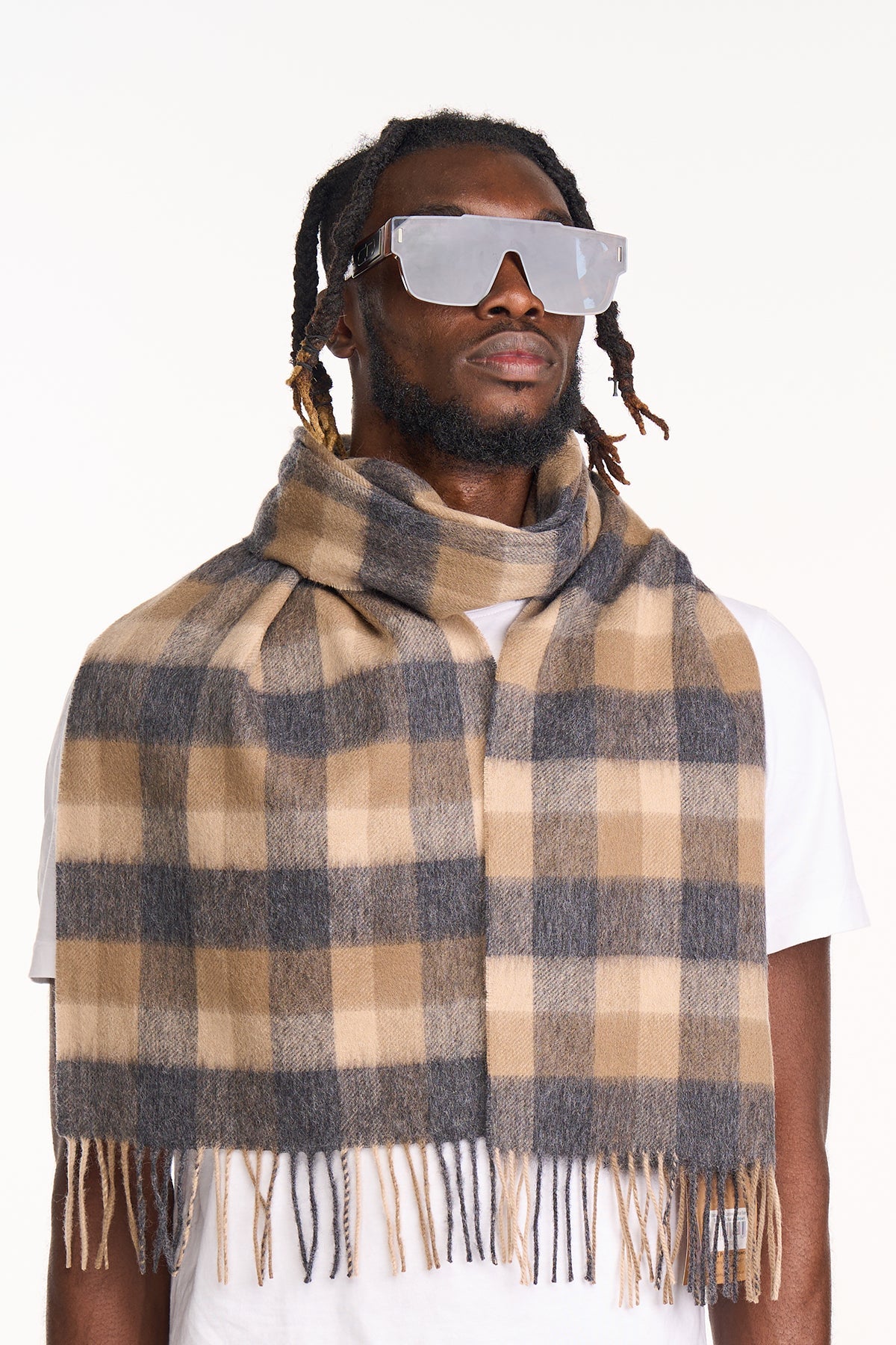 Scarf  100% Pure wool Scottish Check Design Brown