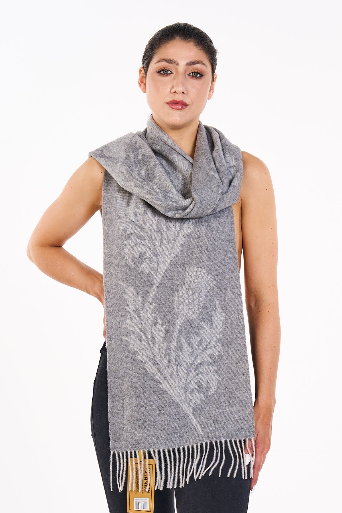 Scarf Single Thistle Grey 100% Pure Lambswool