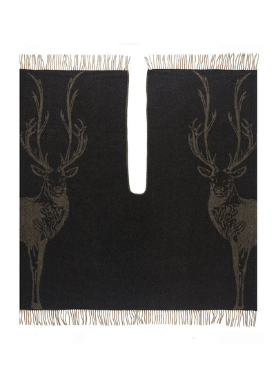 Full Stag Charcoal Cape 100% Pure Lambswool