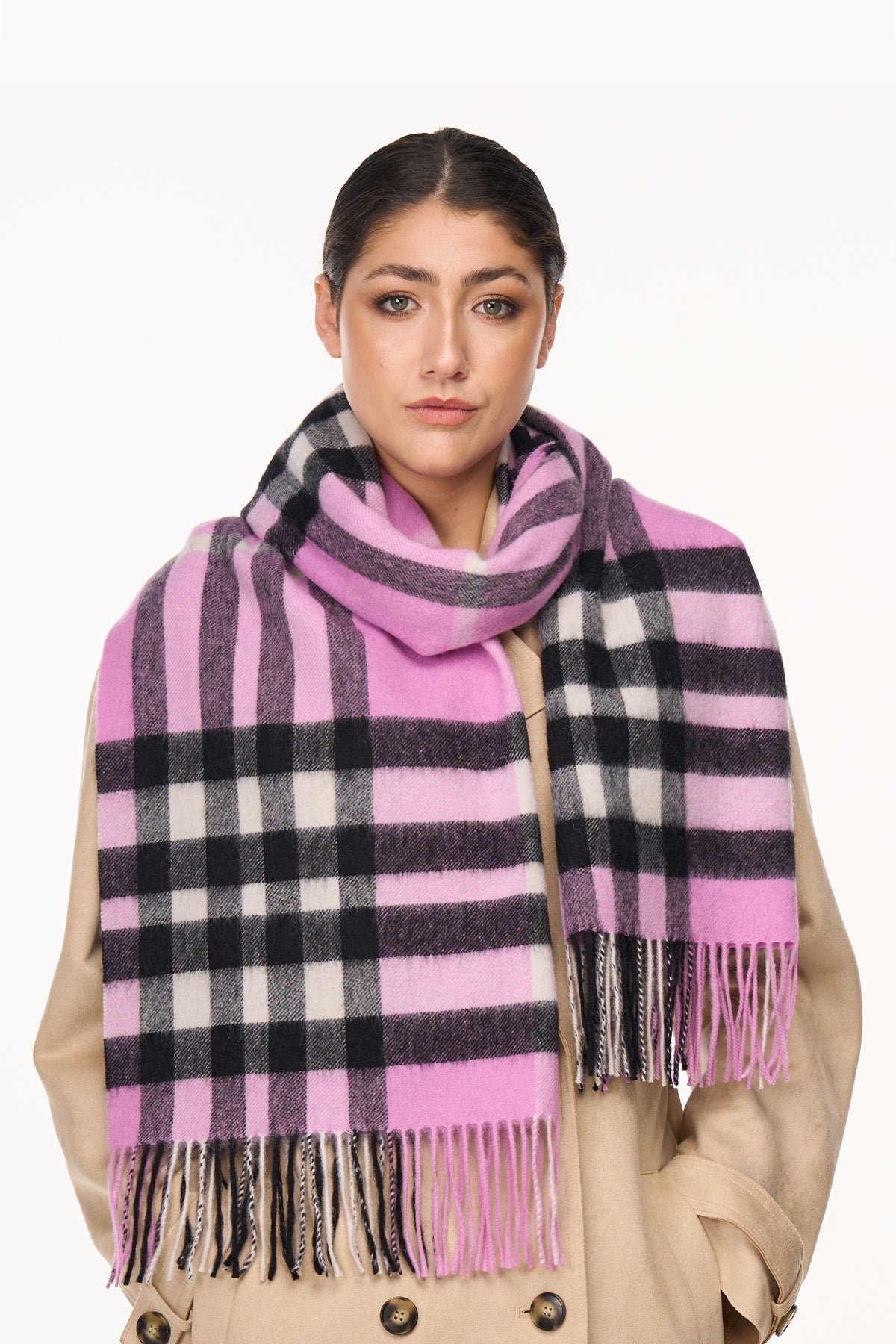 Scarf DC Check Oversized Wrap 100% Pure Lambswool