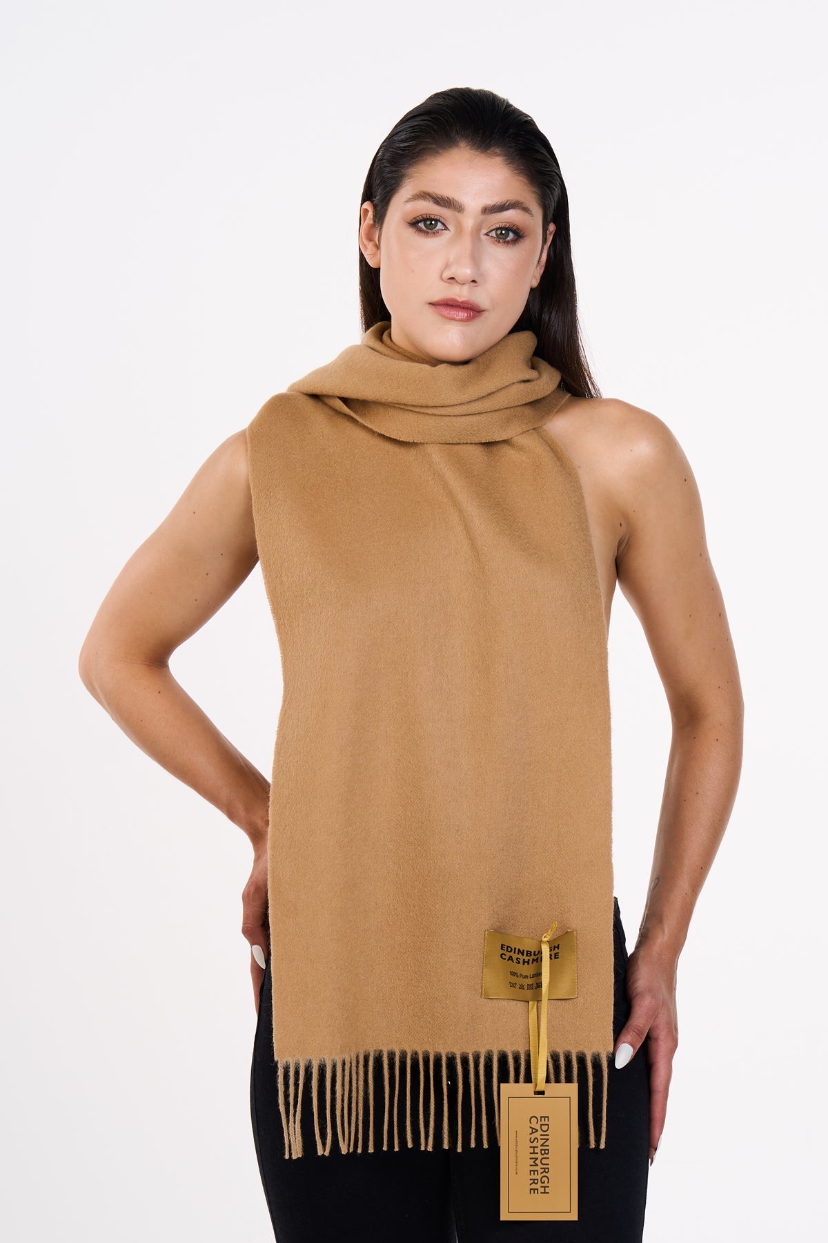 Scarf Plain Camel 100% Pure Lambswool