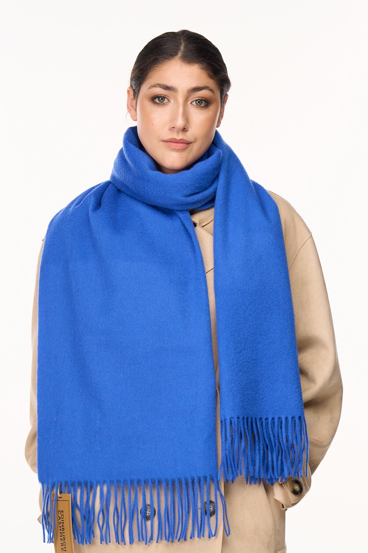 Plain Scarf Dark Blue Oversized Wrap 100% Pure Lambswool