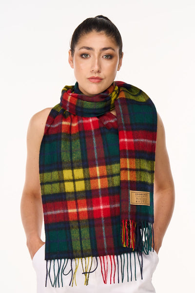 100% Pure Cashmere Scarf Scottish Design Buchanan Tartan - Small Size