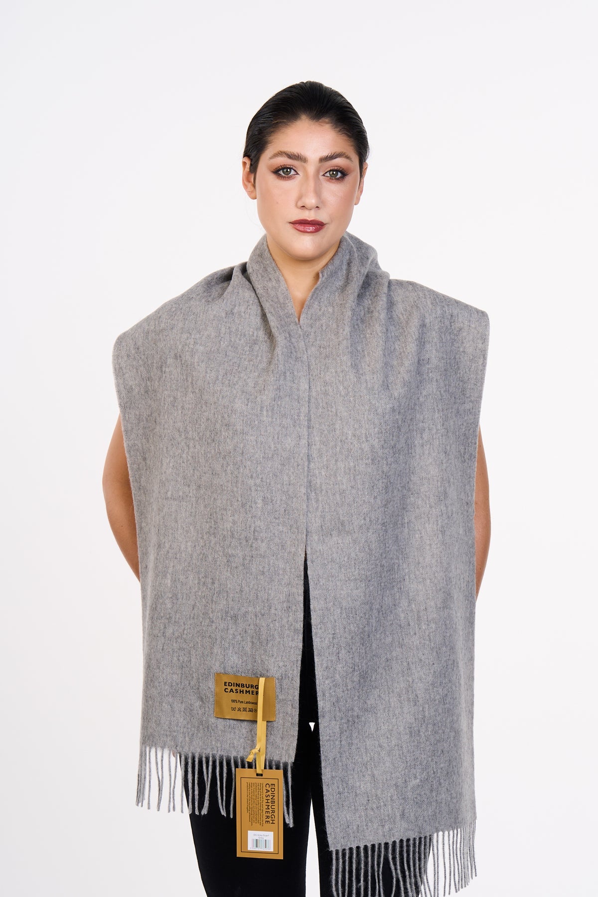 Scarf Plain Grey 100% Pure Lambswool