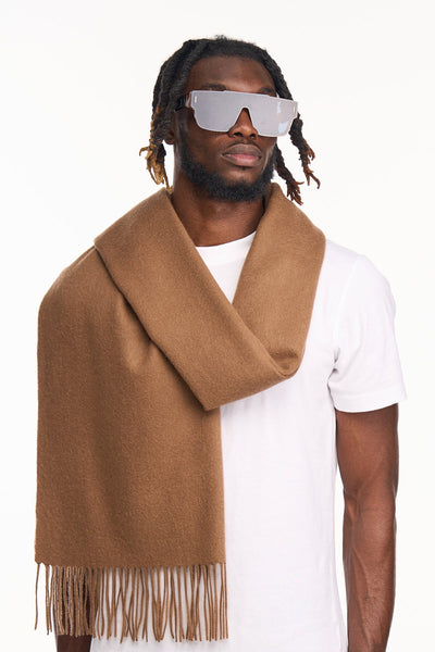 Plain Scarf Brown Oversized Wrap 100% Pure Lambswool