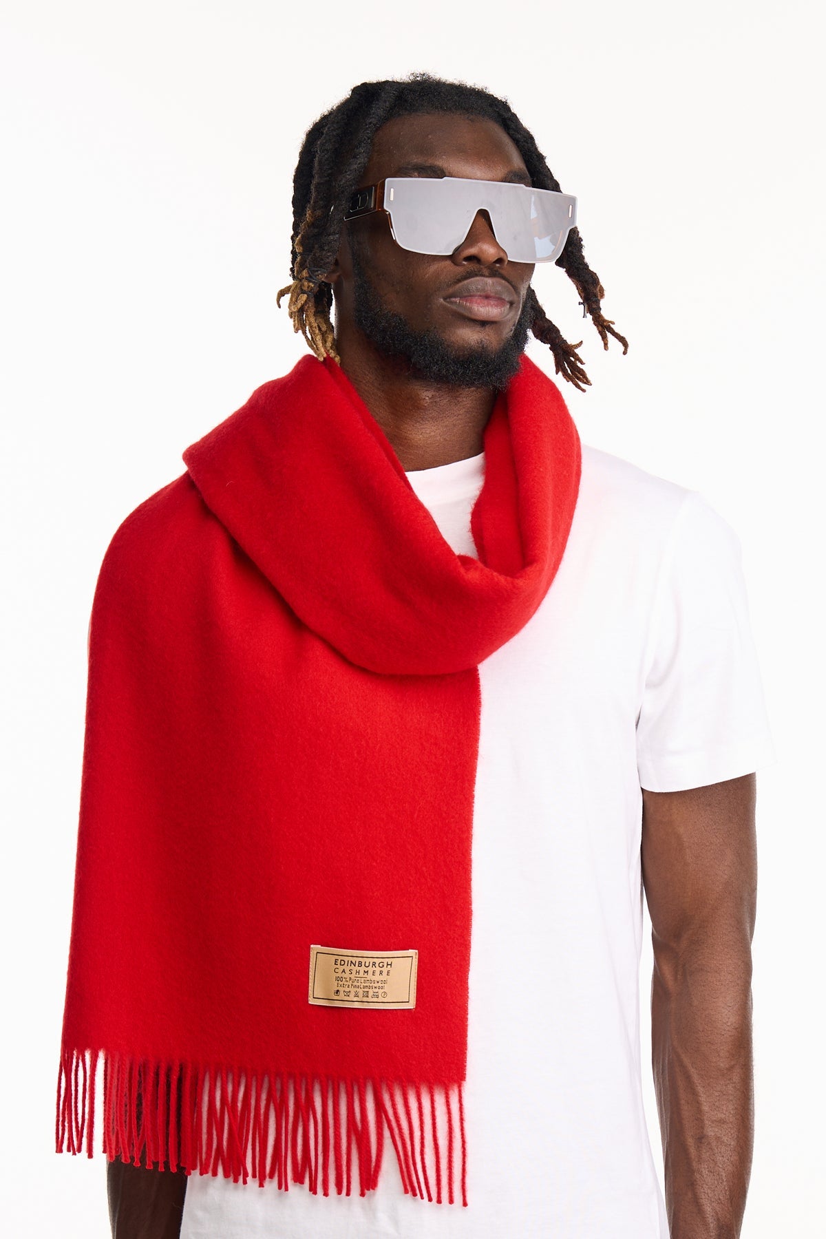 Plain Scarf Red Oversized Wrap 100% Pure Lambswool