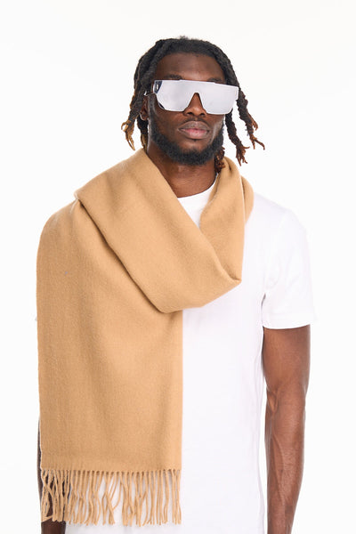 Plain Scarf Camel Oversized Wrap 100% Pure Lambswool