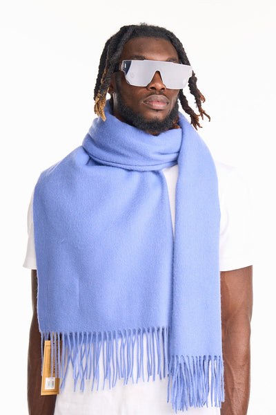 Plain Scarf Light Blue Oversized Wrap 100% Pure Lambswool