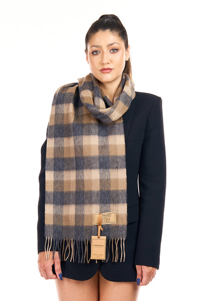 Scarf  100% Pure wool Scottish Check Design Brown