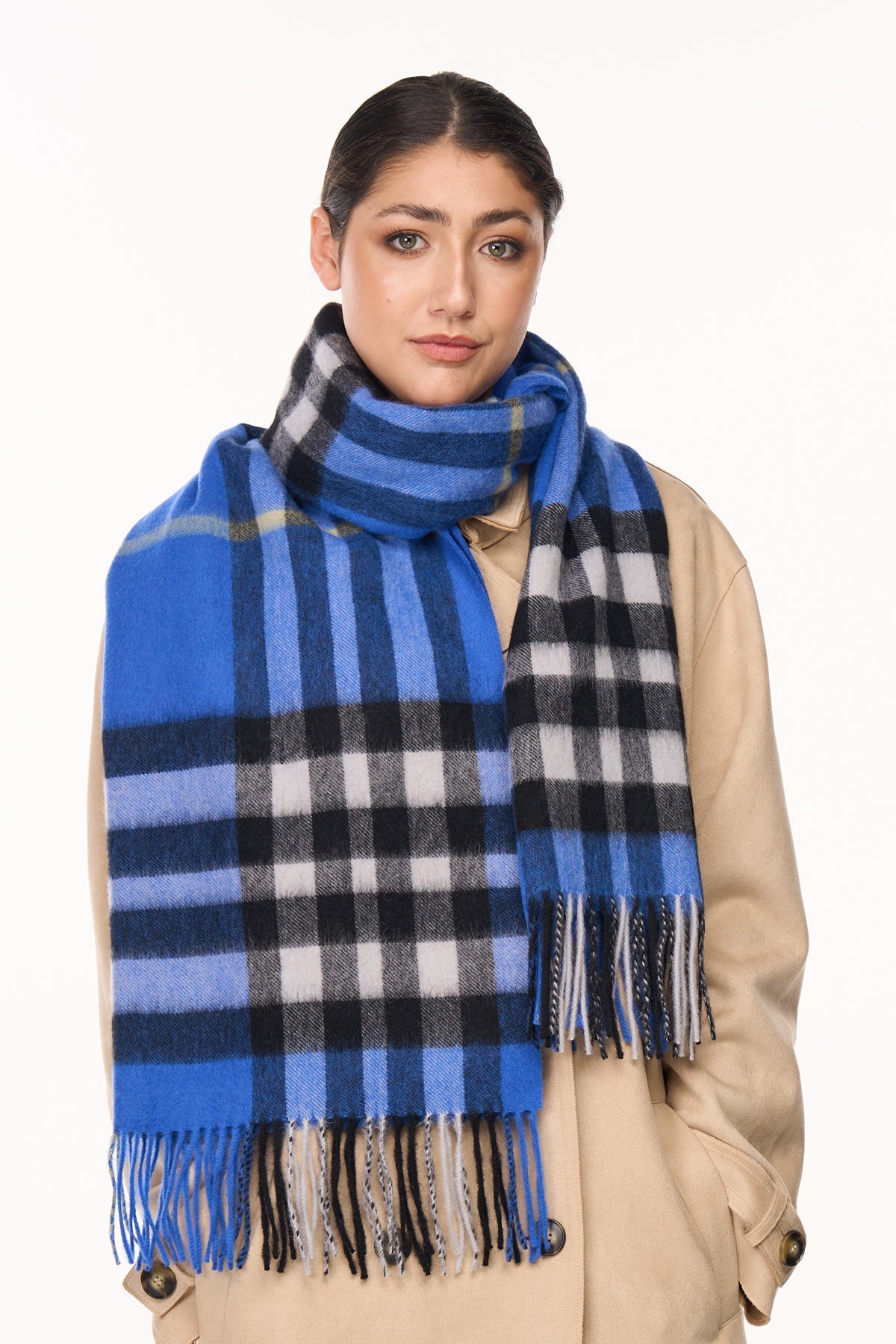 Scarf DC Check Oversized Wrap 100% Pure Lambswool