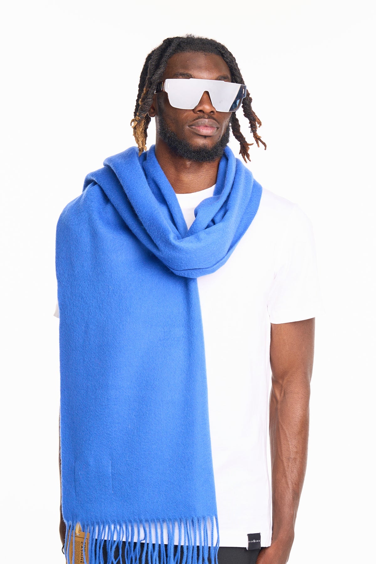 Plain Scarf Dark Blue Oversized Wrap 100% Pure Lambswool