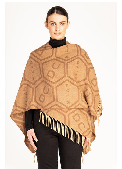 DC Monogram Camel Cape 100% Pure Lambswool