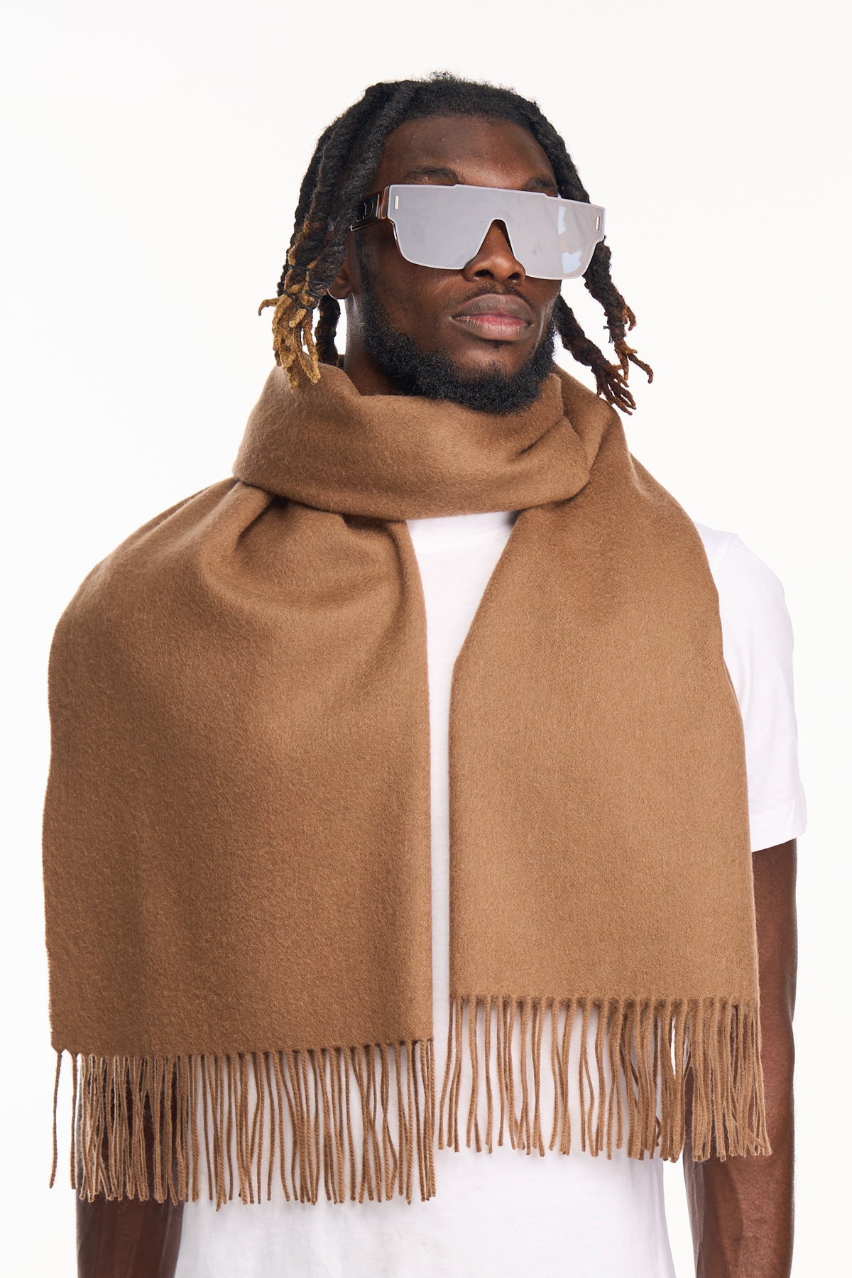 Plain Scarf Brown Oversized Wrap 100% Pure Lambswool