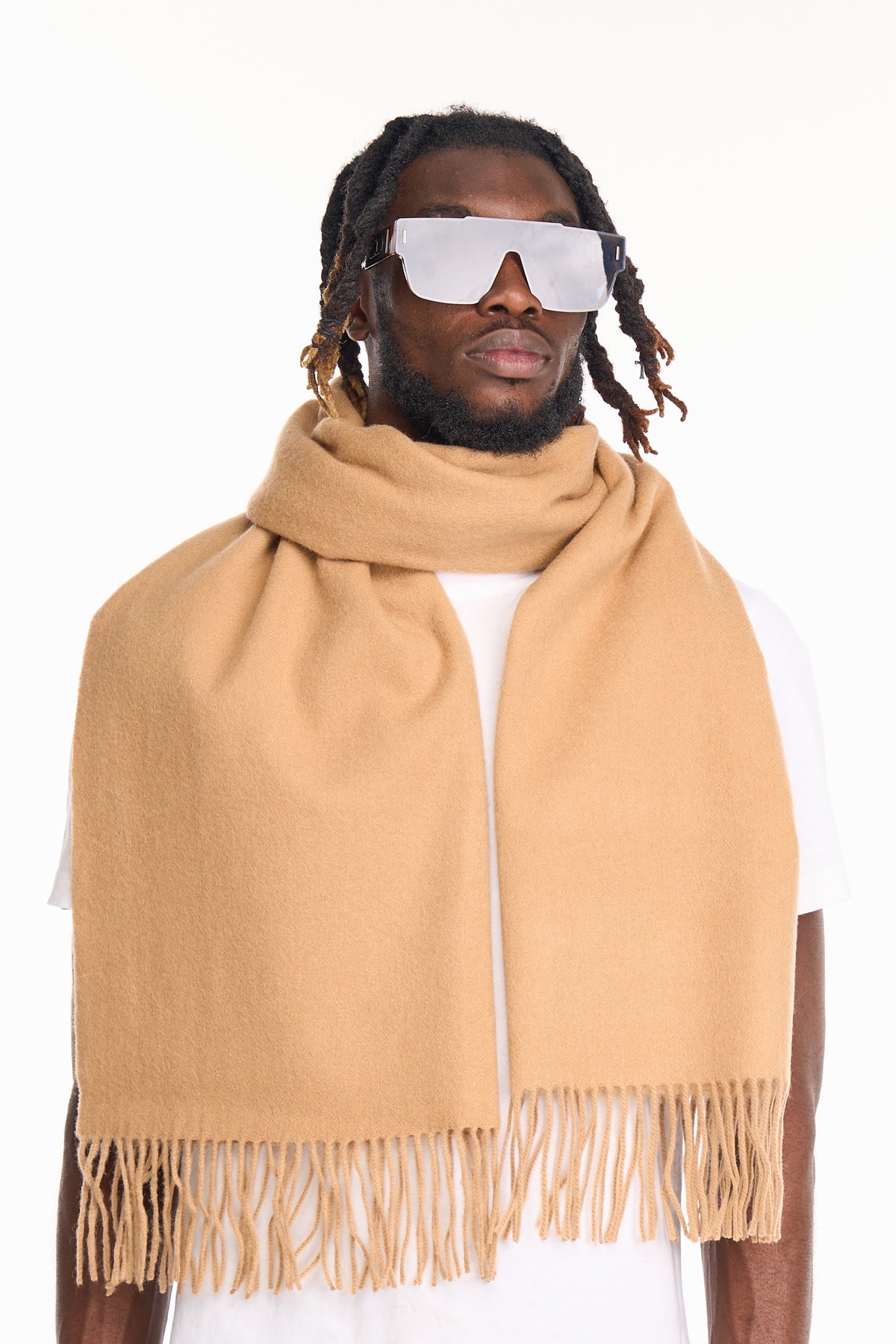 Plain Scarf Camel Oversized Wrap 100% Pure Lambswool