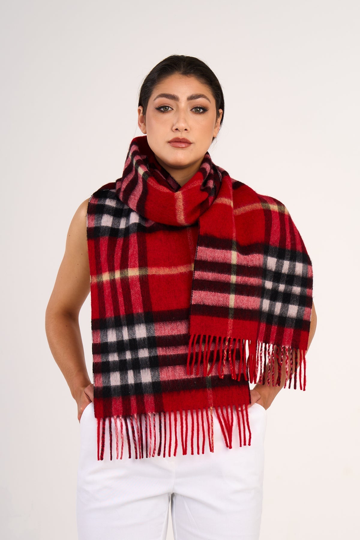 EC 100% Pure Lambswool Big Dark Red Scarf