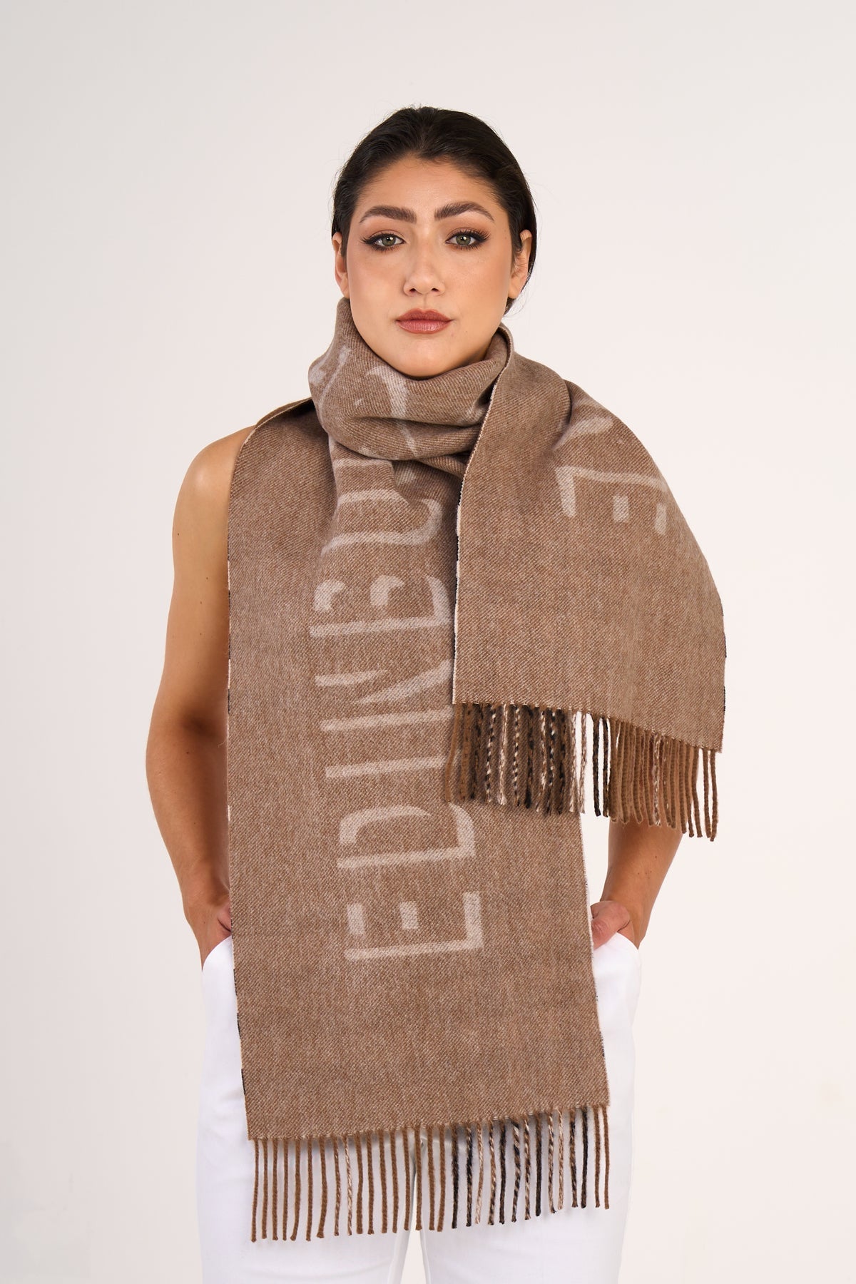 EC 100% Pure Lambswool Big Brown Scarf