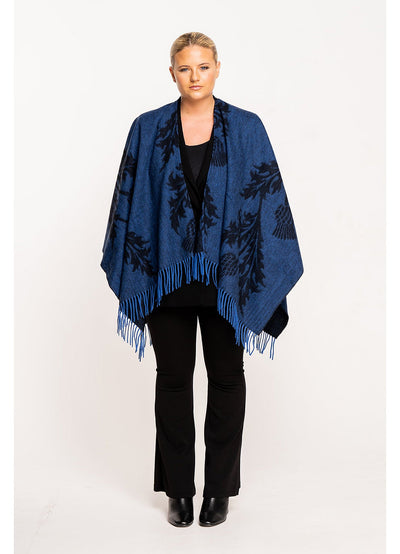 Single Thistle Navy Cape 100% Pure Lambswool