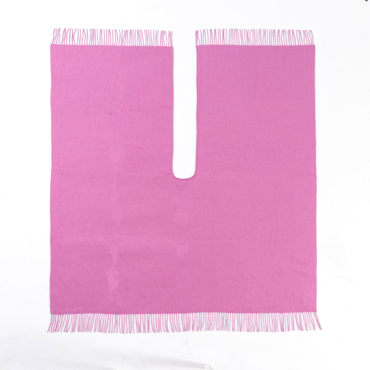 Plain Cape Dark Pink Poncho 100% Pure Lambswool