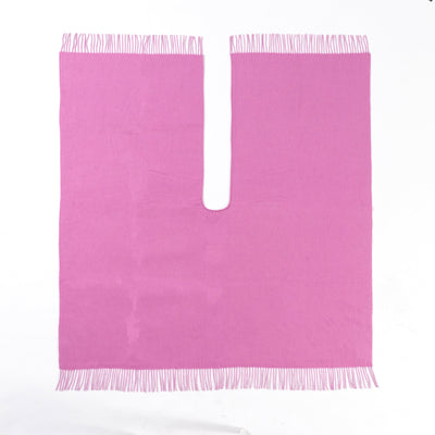 Plain Cape Dark Pink Poncho 100% Pure Lambswool