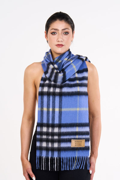 Cashmere Designer Scarf Iconic DC Classic (Large) - Blue