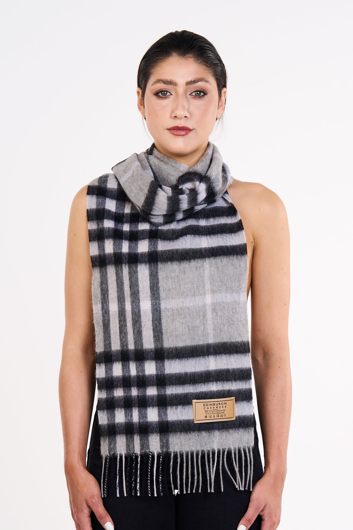 Cashmere Designer Scarf Iconic DC Classic (Large) - Grey