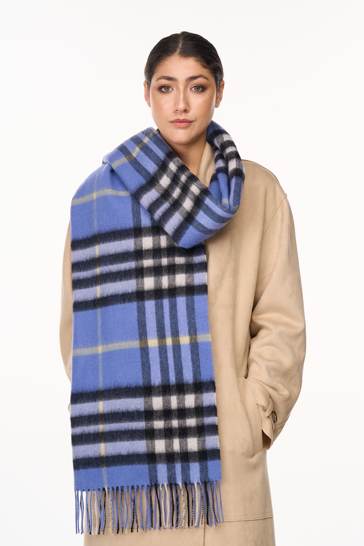 Scarf DC Classic Blue Oversized Wrap 100% Pure Lambswool