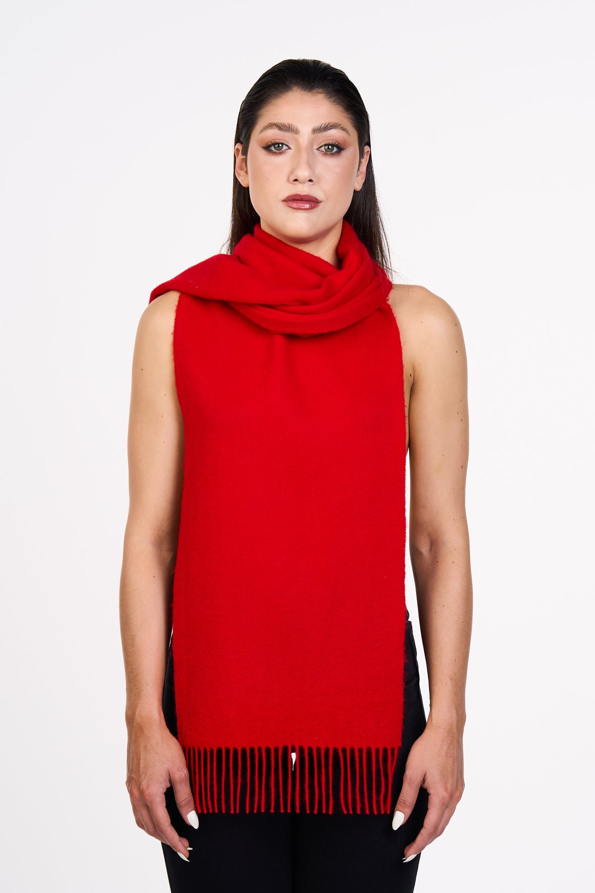 Scarf Plain Red 100% Pure Lambswool