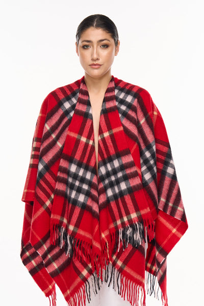 DC Classic Red Cape 100% Pure Cashmere