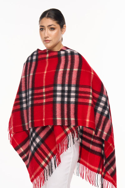 DC Classic Red Cape 100% Pure Cashmere