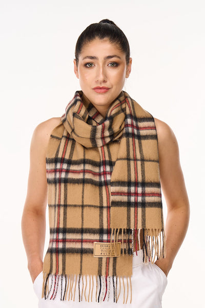 Scarf Thomson Camel Tartan 100% Pure Lambswool