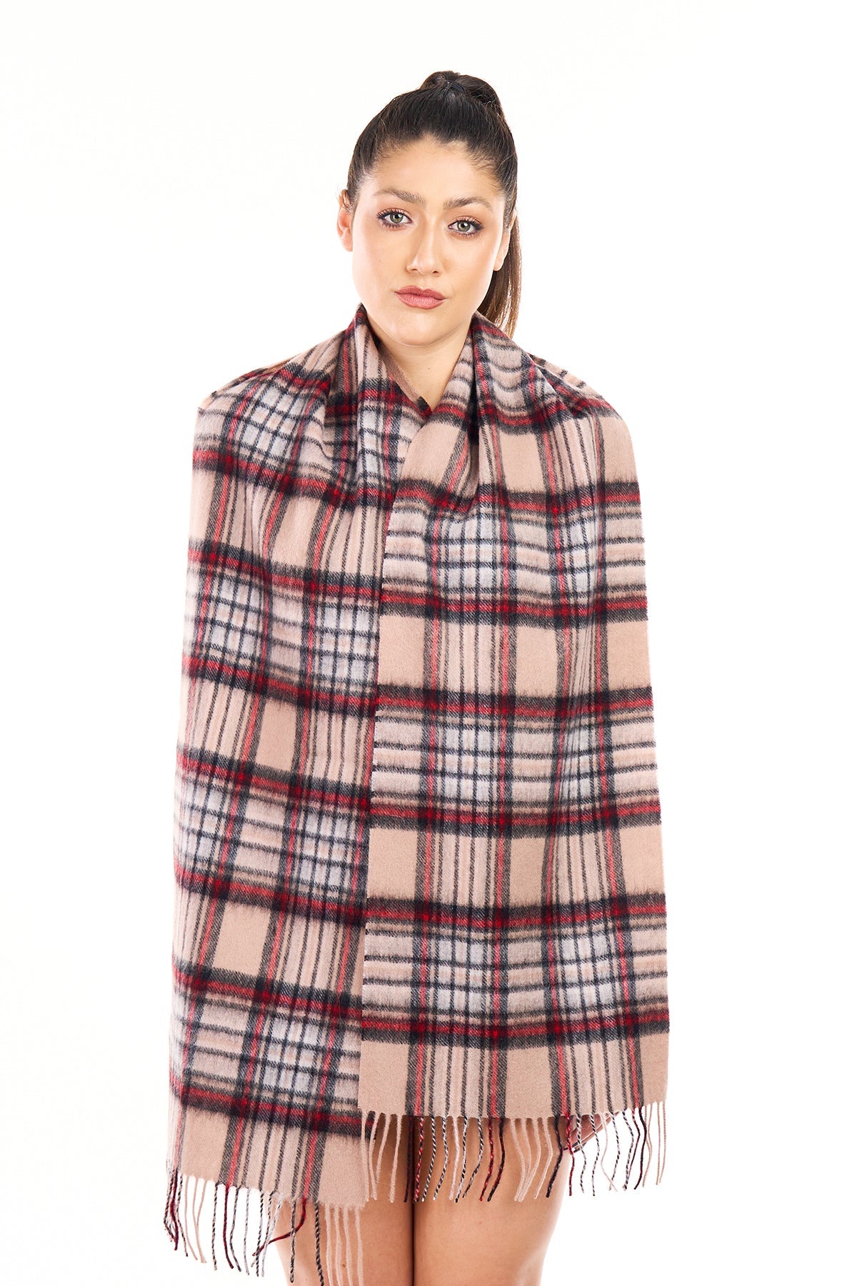 Scarf Stewart Camel Tartan 100% Pure Lambswool